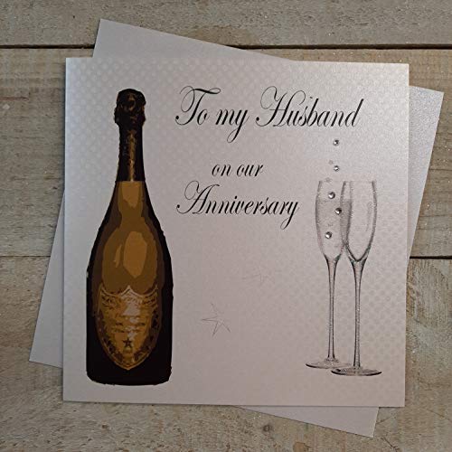 White Cotton Cards pd212 "To My Husband on Our Anniversary" handgefertigt Anniversary Karte von WHITE COTTON CARDS