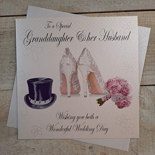 White Cotton Cards pd261 "To A Special Granddaughter und ihr Mann Wishing You A Wonderful Day" handgefertigt Hochzeit Karte von WHITE COTTON CARDS