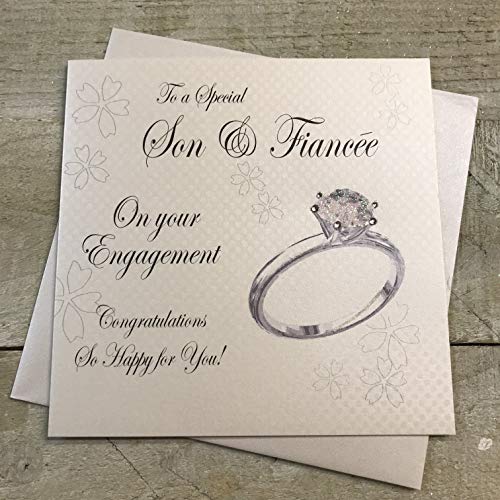 White Cotton Cards pd9s"To A Special Son und Verlobte On Your Engagement, handgemachte Karte Congratulations" von WHITE COTTON CARDS