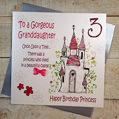 White Cotton Cards xgl4–3 groß "To A Gorgeous Enkelin Once A Upon A Time 3... happy birthday Princess" handgefertigt Karte von WHITE COTTON CARDS
