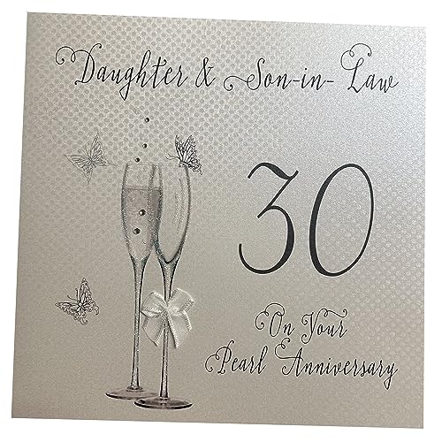 White Cotton Cards xlbd19–30DS groß "Tochter und Schwiegersohn 30 auf Ihre" Pearl Anniversary handgefertigt Karte von WHITE COTTON CARDS