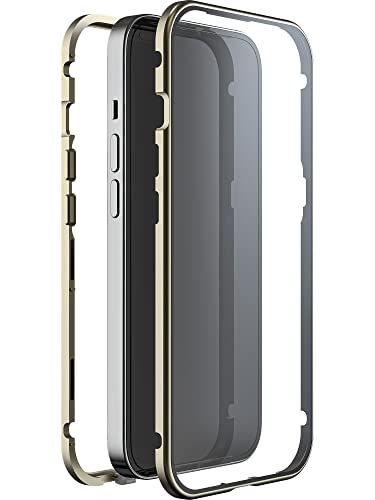 White Diamonds - Hülle 360 Grad Glass Case Passend für Apple iPhone 14 I Handyhülle, Durchsichtig, Magnet Verschluss (Transparent mit goldenem Rahmen) von WHITE DIAMONDS
