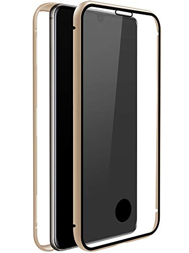 WHITE DIAMONDS - Hülle 360 Grad Glass Case passend für Samsung Galaxy A41 I Handyhülle, Magnet Verschluss, Cover, kabellos Laden, Kratzschutz (Transparent mit goldenem Rahmen) von WHITE DIAMONDS