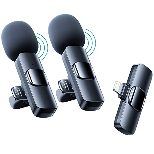 WHJC Lavalier Mikrofon Kabellos für iPhone/iPad/Laptop, Plug-Play Lavalier Microphone Wireless Ansteckmikrofon, Rauschunterdrückung/Stummschaltung, für Live,Videoaufzeichnung,YouTube,Vlog von WHJC