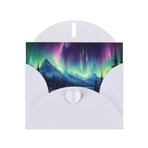 White WHJSHOP Nordlichter Malerei Drucke Grußkarte – hochwertiges Perlglanz-Papier mit doppelseitigem Perleffekt von WHJSHOP
