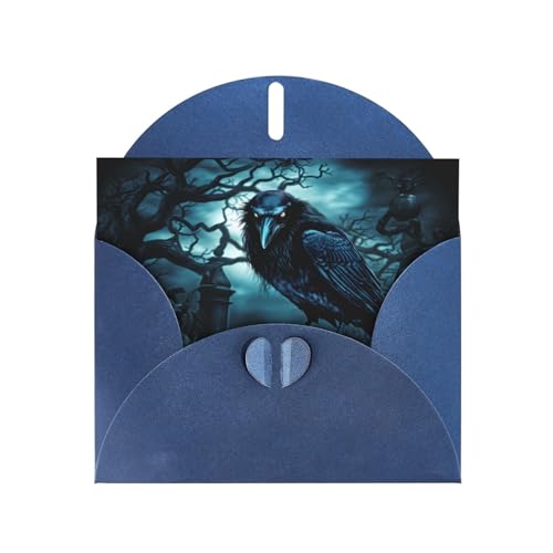 Blaue hochwertige Perlpapier-Grußkarte, 10,2 x 15,2 cm, geeignet für Geburtstagskarten, Party-Einladungen, schattiges Raben-Muster Blaue hochwertige Perlpapier-Grußkarte, 10,2 x 15,2 cm, geeignet für Geburtstagskarten, Party-Einladungen, schattiges Raben-Muster von WHJYYXDE