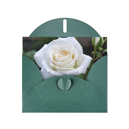WHJYYXDE Dunkelgrüne hochwertige Perlpapier-Grußkarte, 10,2 x 15,2 cm, geeignet für Geburtstagskarten, Party-Einladungen, Morgen-weiße Rosen-Drucke WHJYYXDE Dunkelgrüne hochwertige Perlpapier-Grußkarte, 10,2 x 15,2 cm, geeignet für Geburtstagskarten, Party-Einladungen, Morgen-weiße Rosen-Drucke von WHJYYXDE
