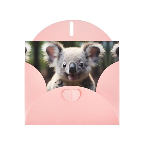 WHJYYXDE Pinke hochwertige Perlpapier-Grußkarte, 10,2 x 15,2 cm, geeignet für Geburtstagskarten, Party-Einladungen, niedliche Koala-Drucke von WHJYYXDE