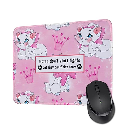 Marie Cat Geschenk Marie Mauspad Damen Don't Start Fights But They Can Finish Them Rutschfeste Gummiunterseite Mauspad für Laptop Computer 26,2 x 20,8 cm Gaming-Mauspad (Marie Cat MP) von WHLBHG