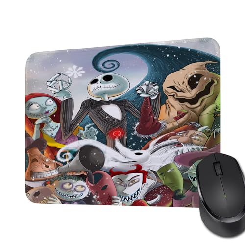 Mauspad mit Motiv Nightmare Jack und Sally Geschenk Karneval Halloween für Frauen Mädchen Nightmare Before Christmas Mauspad für Freunde (10) von WHLBHG