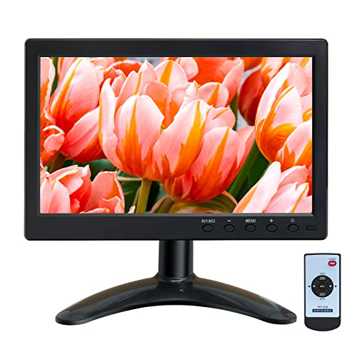 WHOLEV 10 Zoll Monitor IPS TFT LCD 1024x600 mit AV/VGA/HDMI/BNC/USB Anschlüsse Kopfhörer Eingebauter Lautsprecher für Büro/Geschäft/Heimsicherheit Raspberry Pi CCTV Kamera PC DVR von WHOLEV