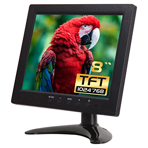 WHOLEV 8 Zoll CCTV HDMI Monitor TFT LCD mit AV/VGA/HDMI/BNC Earphone Eingebauter Lautsprecher für Raspberry Pi, Home Security, CCTV-Kamera, PC-Display von WHOLEV