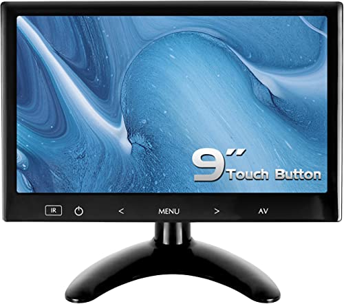 WHOLEV 9 Zoll Monitor HD 1024 * 600 Farbbildschirm CCTV Monitor Touch Taste mit AV/VGA/HDMI/Anschlüsse Kopfhörereingang für Raspberry Pi Home Security CCTV PC Display von WHOLEV