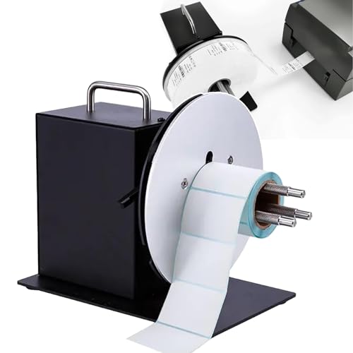 WHRAOY Etikettenaufwickler (2-Wege), 2,5–7,6 cm, Geschwindigkeit einstellbar und synchronisiert mit dem Drucker, (1–8 Zoll/S), 185 mm Schallwanddurchmesser, für 25 ~ 76 mm Papierkern von WHRAOY