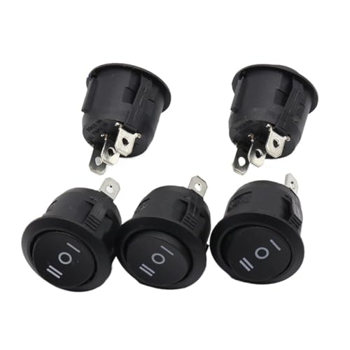 10Pcs 23mm Round Black 3 Pin 10A/125V 6A/250V AC 3 Position SPDT ON-OFF-ON Rocker Switch Snap-in von WHRLQXM