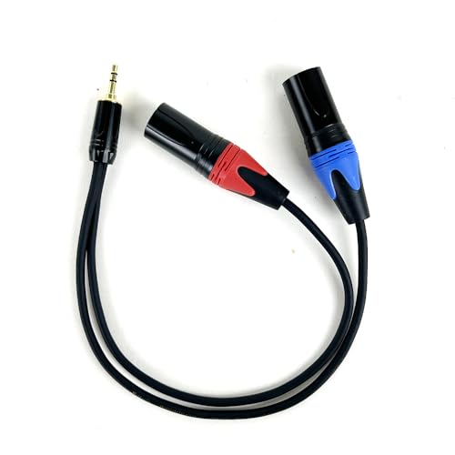 3,5 mm 1/8 Zoll TRS-Klinke auf 2 XLR 3-poliger Kabeladapter, Stecker auf Stecker/Buchse, 3,5 auf Dual-XLR-Breakout-Y-Splitterkabel, 30 cm–50 cm(D1001H-MM-Blue-Red,2m) von WHSDCZ