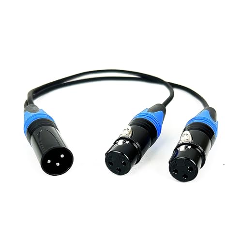 3-poliger XLR-Stecker auf Dual-2-Buchse Y-Splitter-Mikrofon-DJ-Kabeladapter for DVD-Player-Mikrofon 30 cm–50 cm(Blu,30CM) von WHSDCZ