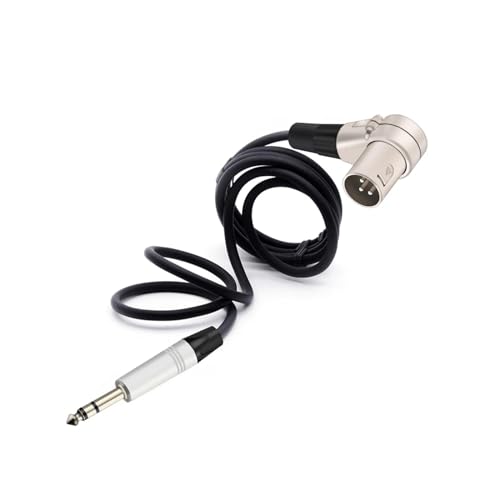 6,35 mm Stereo-Aluminium-Klinkenstecker auf 3-poligen XLR-Stecker, 90 Grad rechtwinkliger männlicher Mikrofon-Audiokabel, gebogen, multidirektional(Silver Black,2.98m) von WHSDCZ