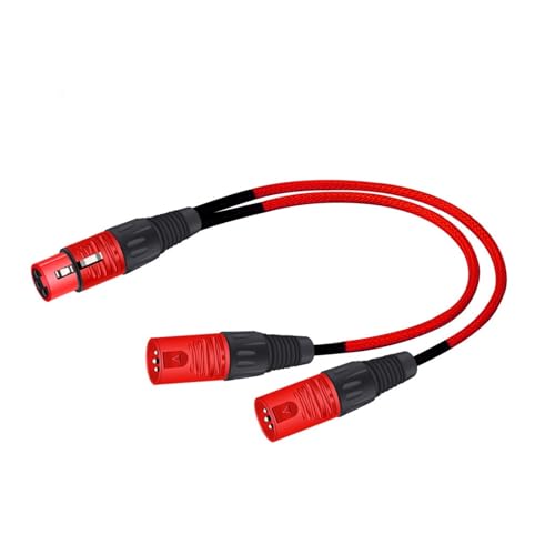 WHSDCZ XLR-Y-Splitterkabel, 3-polig, XLR-Buchse auf Dual-2-Stecker, farbiges Y-Line-symmetrisches Mikrofon-Adapter-Patchkabel, 0,5 m–5 m(Rosso,1.5 m) von WHSDCZ