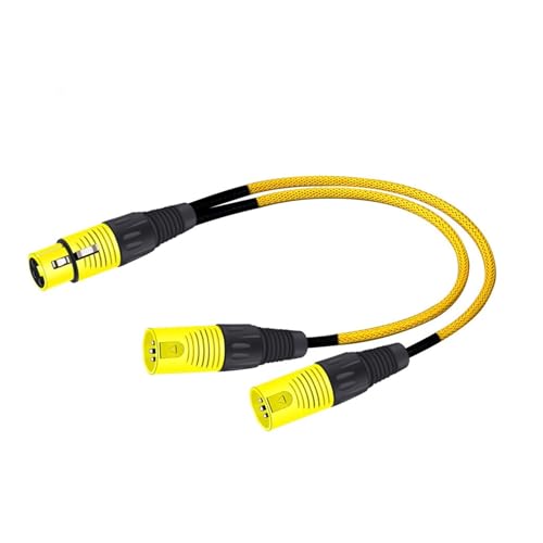 XLR-Y-Splitterkabel, 3-polig, XLR-Buchse auf Dual-2-Stecker, farbiges Y-Line-symmetrisches Mikrofon-Adapter-Patchkabel, 0,5 m–5 m(Yellow,0.5m) von WHSDCZ