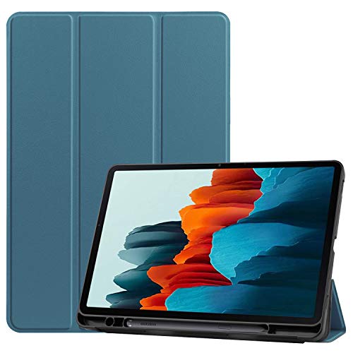 WHWOLF Schutzhülle für Samsung Galaxy Tab S7 (SM-T870/ SM-T875), Tablet-Hülle mit automatischer Weck-/Schlaf-/ und Stiftschlitz, ultradünn, faltbar, mit Standfunktion, Smartcover, Grün von WHWOLF