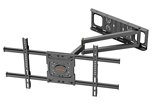 TV Wandhalterung mit 650mm Langem Arm WHYFONE Fernsehhalterung Wand Schwenkbar Halterung Volle Bewegung Neigbar Drehbar Ecke Halter für 32-70 Zoll Flach&Curved Fernseher bis zu 35kg, VESA 600x400mm von WHYFONE