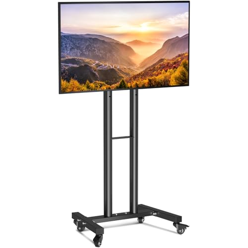 WHYFONE TV Ständer Rollbar für 23-60 Zoll Plasma/LCD/LED Fernseher, Tragbarer Mobiler TV Wagen mit 4 Rollen, Fernsehständer TV Standfuss Höhenverstellbar max. VESA 400x400mm bis zu 40kg von WHYFONE