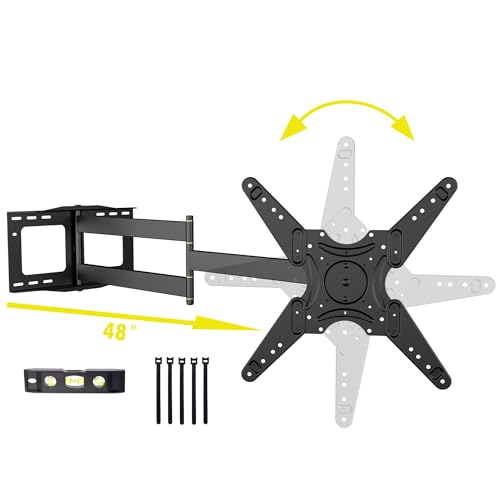 WHYFONE TV Wandhalterung mit 1219mm Langer Reichweite, 90° Drehbare Wandhalterung Fernseher Schwenkbar Neigbar Voll Beweglich TV Halterung für 26-60 Zoll Fernseher & Monitor bis zu 50kg VESA 400x400mm von WHYFONE