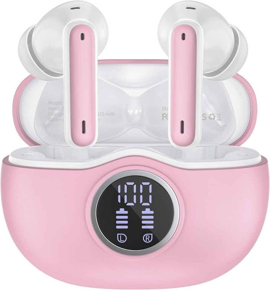 WHYKJTEK Kabellos Bluetooth 5.3 mit Indicateur LED, 40 Std ENC Lärmreduzierung In-Ear-Kopfhörer (Lange Akkulaufzeit von bis zu 40 Stunden für ununterbrochenen Musikgenuss, dual Mikrofon HiFi Stereo Kopfhörer IP7 Wasserdicht für SportundArbeit) von WHYKJTEK