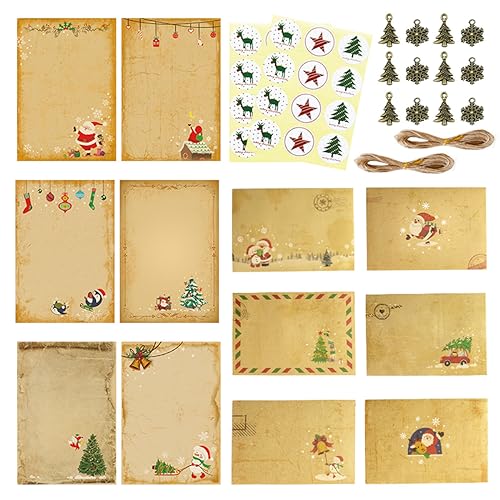 Weihnachts Briefpapier mit Umschlag Set, 24 Stück Brief-papier mit Briefumschläge Weihnachtskarten Set WeihnachtsgrüßE Karten Weihnachten Blanko Klappkarten von WHangXJangYE