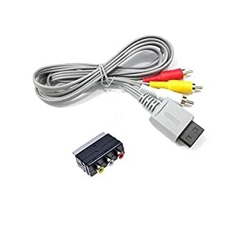 WICAREYO 1.8M Audio Video AV Cinch Video Composite Kabel mit 3RCA to Scart Adapter AV Kabel Konverter Switcher für Wii Wii U Konsole von WICAREYO