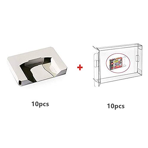 WICAREYO 10Pcs Kartonersatz Inneres Einlegeeinsatz-Behälter für N64 CIB Spiel-Patrone & 10PCS Clear Box Hülse für SNES N64 Spiele Cartridge Box von WICAREYO