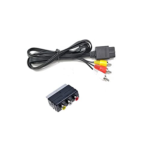 WICAREYO AV Kabel mit 3RCA auf Scart Adapter für N64 NGC SNES, 6 Fuß/1.8m TV Composite Audio Video Kabel mit 3Cinch auf Scart Adapter für N64 Gamecube SNES von WICAREYO
