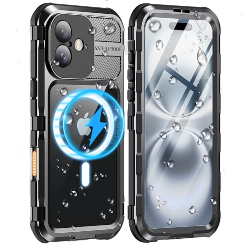 WIFORT für iPhone 16 Hülle Wasserdicht, 360 Grad Outdoor Metall Komplettschutz, IP68 Waterproof Staubdicht Handyhülle Stoßfeste Panzerhülle Hard Case mit Kameraschutz Displayschutz, Schwarz WIFORT für iPhone 16 Hülle Wasserdicht, 360 Grad Outdoor Metall Komplettschutz, IP68 Waterproof Staubdicht Handyhülle Stoßfeste Panzerhülle Hard Case mit Kameraschutz Displayschutz, Schwarz von WIFORT