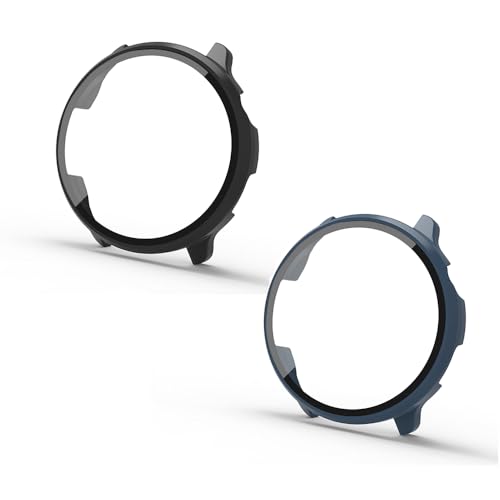 WIIKAI 2 Pack Hülle mit Glas Displayschutz Kompatibel mit Mibro Lite 2 Rundum Schutzhülle Schutz Case.(Schwarz+Nachtblau) von WIIKAI