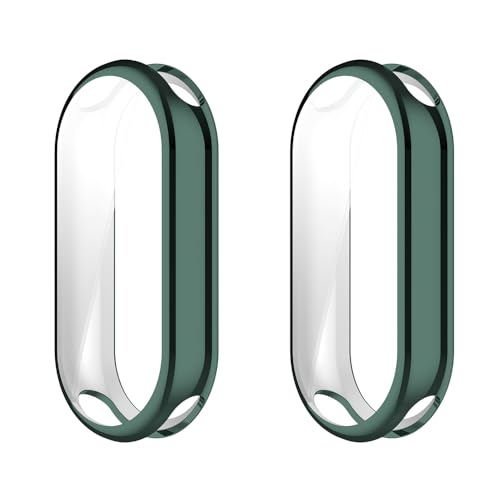 WIIKAI 2 Pack Hülle mit TPU Kompatibel mit XiaoMi Mi Band 9,mit Xiaomi Mi Smart Band 9 Displayschutz Rundum Schutzhülle Schutz Case Xin.(Grün) von WIIKAI