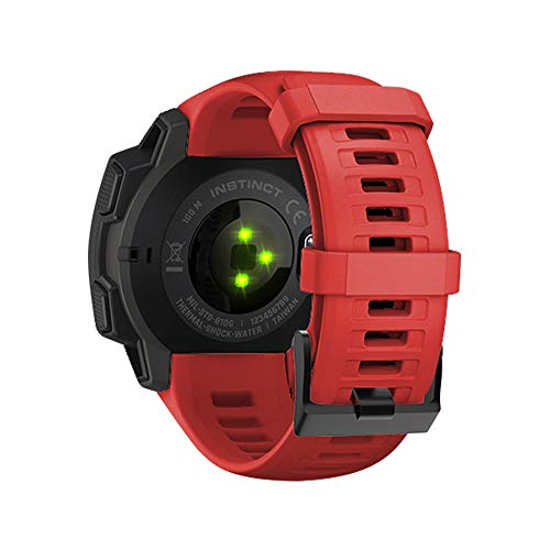 WIIKAI Ersatzarmbänder für Garmin Instinct 22mm Armband (kompatibel für Garmin Instinct 22mm) Silikonband. (Rot) von WIIKAI