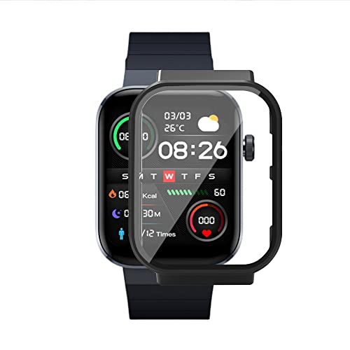 WIIKAI Hülle mit Glas Displayschutz Kompatibel mit Mibro T1 Rundum Schutzhülle Schutz Case.(Schwarz) von WIIKAI