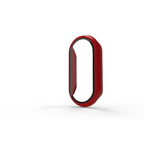 WIIKAI Hülle mit Glas Displayschutz Kompatibel mit XiaoMi Mi Band 8 Rundum Schutzhülle Schutz Case.(Rot) von WIIKAI