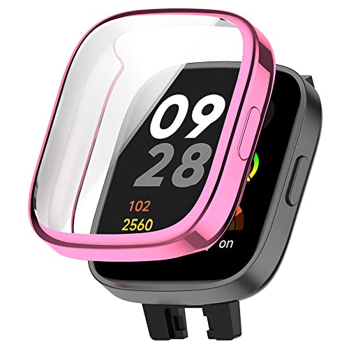 WIIKAI Hülle mit TPU DisplayschutzKompatibel mit RedMi Watch 3 Rundum Schutzhülle Schutz Case.(rosa) von WIIKAI