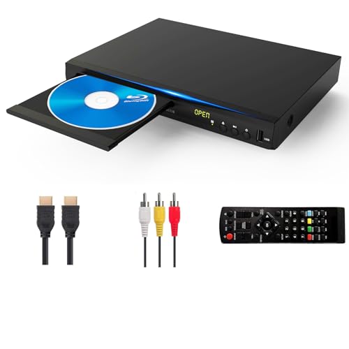 Blu-ray-DVD-Player, Multimedia-Disc-Wiedergabegerät für Filme und Musik Dolby Audio, Full HD 1080P Blu-Ray-Disc-Player mit HDMI-Ausgang/AV-Ausgang/Koaxialausgang/Blu-ray-Disc für Region B/2 von WIITHINK