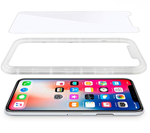WIIUKA [2 Stück] Schutzglas - Protect - für Apple iPhone XS MAX, mit Montagehilfe-Rahmen, gehärtetes 9H Glas mit schmutzabweisender Oberflächenbeschichtung, Premium Schutzfolie von WIIUKA