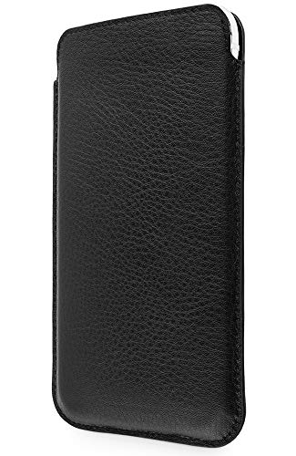 WIIUKA Echt Lederhülle - Pure - für Apple iPhone SE 2020 und iPhone 8/7 Hülle extra Dünn, kabellos Laden Qi, Schwarz, Premium Leder Tasche Case von WIIUKA