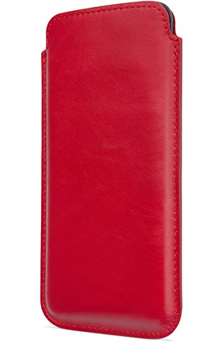 WIIUKA Echt Ledertasche - Pure Nature - für Samsung Galaxy S9+ Plus, Rot - Deutsches Leder - Hülle Extra Dünn Premium Leder Tasche im Slim Design von WIIUKA