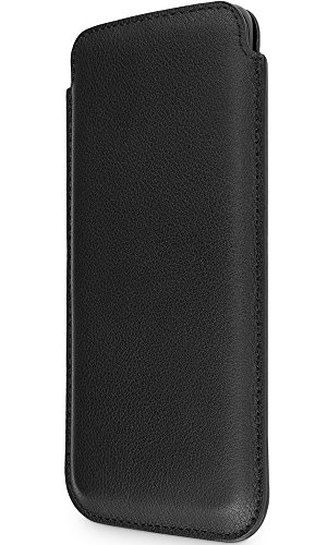 WIIUKA Echt Ledertasche - Pure - für Samsung Galaxy S8 Plus, Hülle extra Dünn, Schwarz, im Slim Design, Premium Leder Tasche von WIIUKA