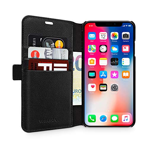 WIIUKA Echt Ledertasche - TRAVEL Away - für Apple iPhone XS MAX mit Vier Kartenfächern, extra Dünn, Tasche Schwarz, Leder Hülle kompatibel mit iPhone XS MAX WIIUKA Echt Ledertasche - TRAVEL Away - für Apple iPhone XS MAX mit Vier Kartenfächern, extra Dünn, Tasche Schwarz, Leder Hülle kompatibel mit iPhone XS MAX von WIIUKA