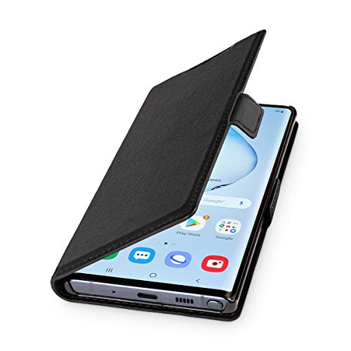 WIIUKA Echt Ledertasche - TRAVEL - Hülle für Samsung Galaxy Note 10+ Plus, mit Kartenfach, extra Dünn, Tasche Schwarz, Premium Leder, kompatibel mit Samsung Galaxy Note 10+ Plus von WIIUKA