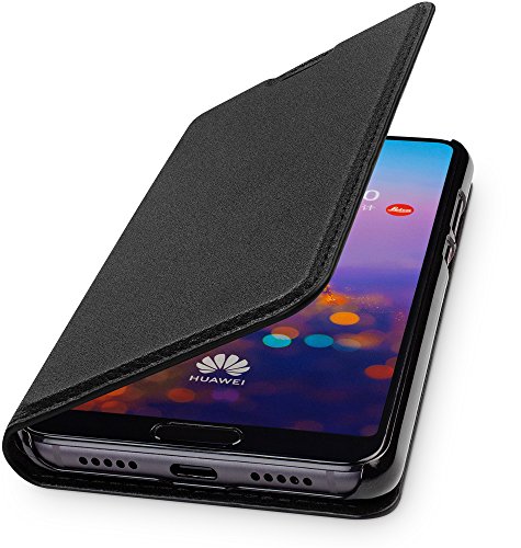 WIIUKA Echt Ledertasche -TRAVEL- für Huawei P20 mit Kartenfach, extra Dünn, Tasche Schwarz Premium Design Leder Hülle von WIIUKA