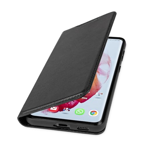 WIIUKA Hülle für Samsung Galaxy A54, Premium Leder, mit Kartenfach, extra Dünn, Handyhülle mit Standfunktion, Tasche Schwarz von WIIUKA