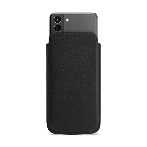 WIIUKA Hülle für Samsung Galaxy S22 Plus, Lederhülle extra Dünn, Premium Leder, Design Handyhülle Schwarz von WIIUKA